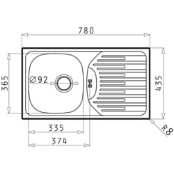 Zlewozmywak Pyramis ET 78 FORK 1B1D GŁADKI 78X43,5 100181101
